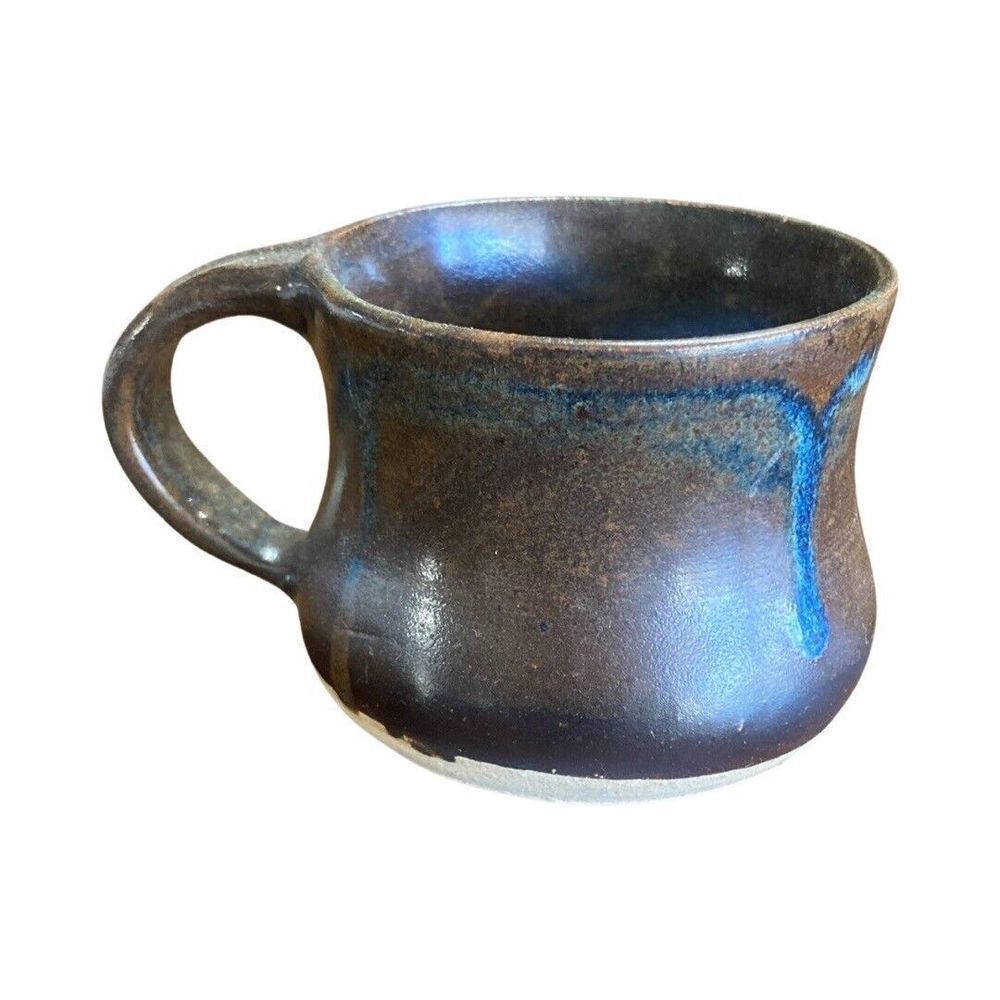 Ceramic Mug Handmade Brown‎ Blue Glazed